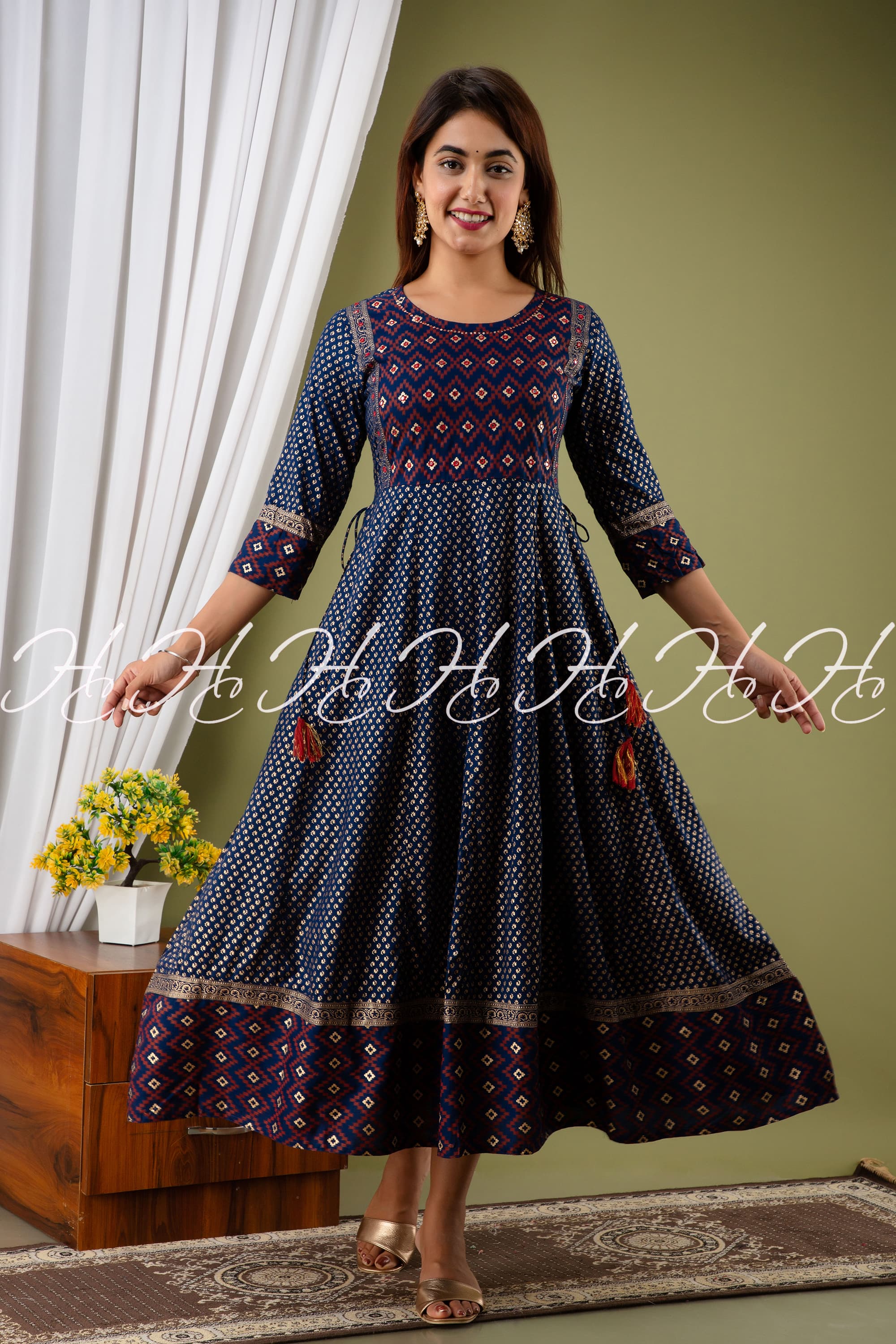 Embroidered Anarkali Kurtis Color Blue