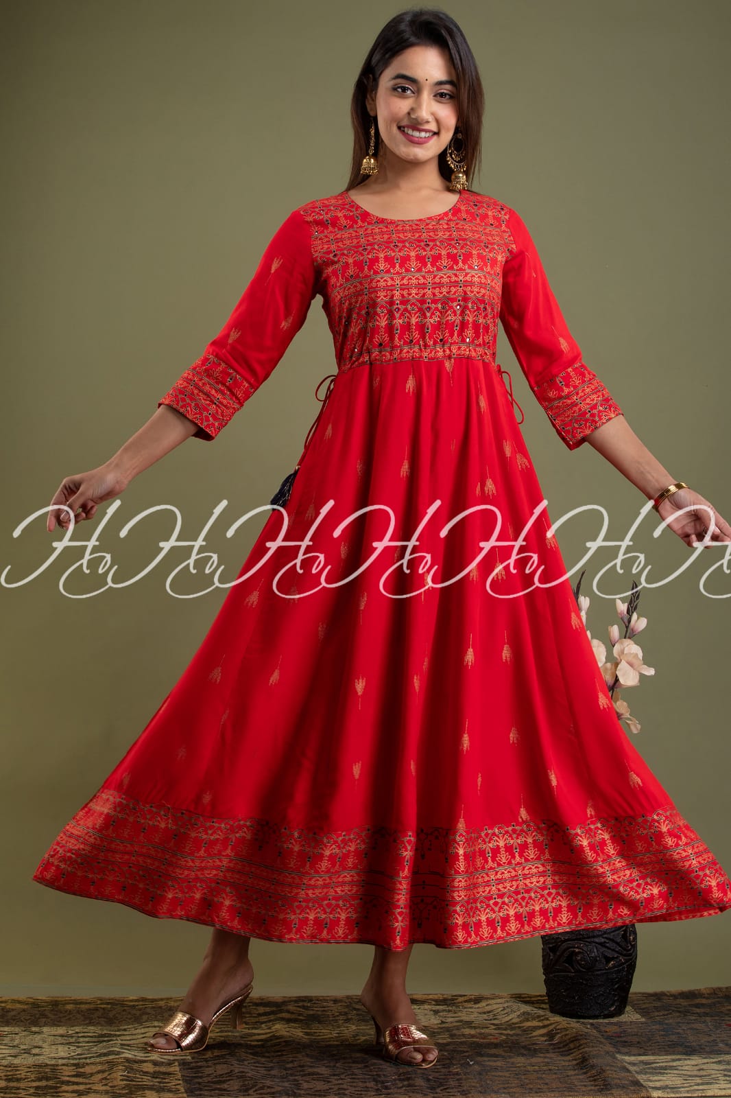 Crimson Side Knot Fancy Kurti Design