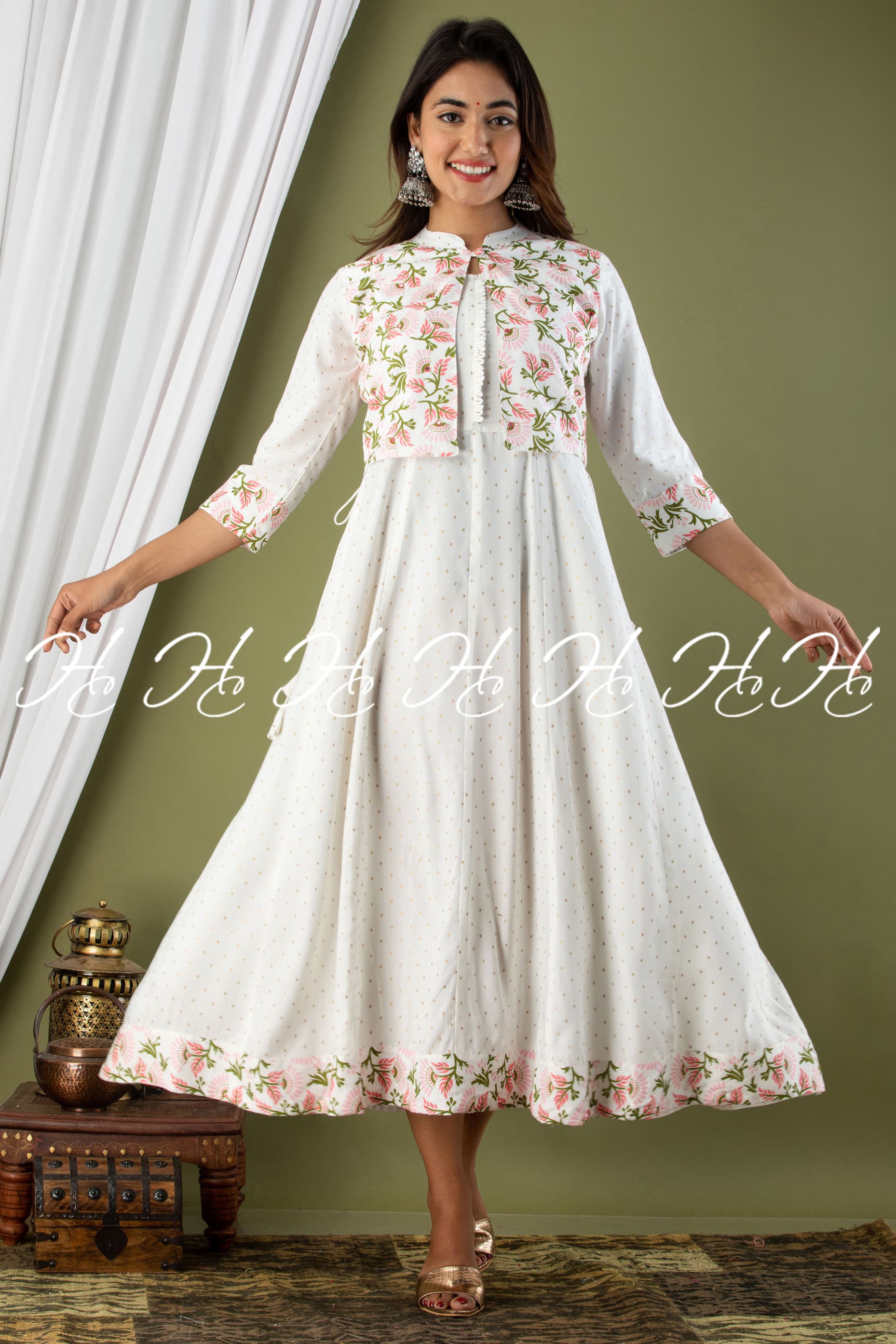 White Jacket Style Kurti