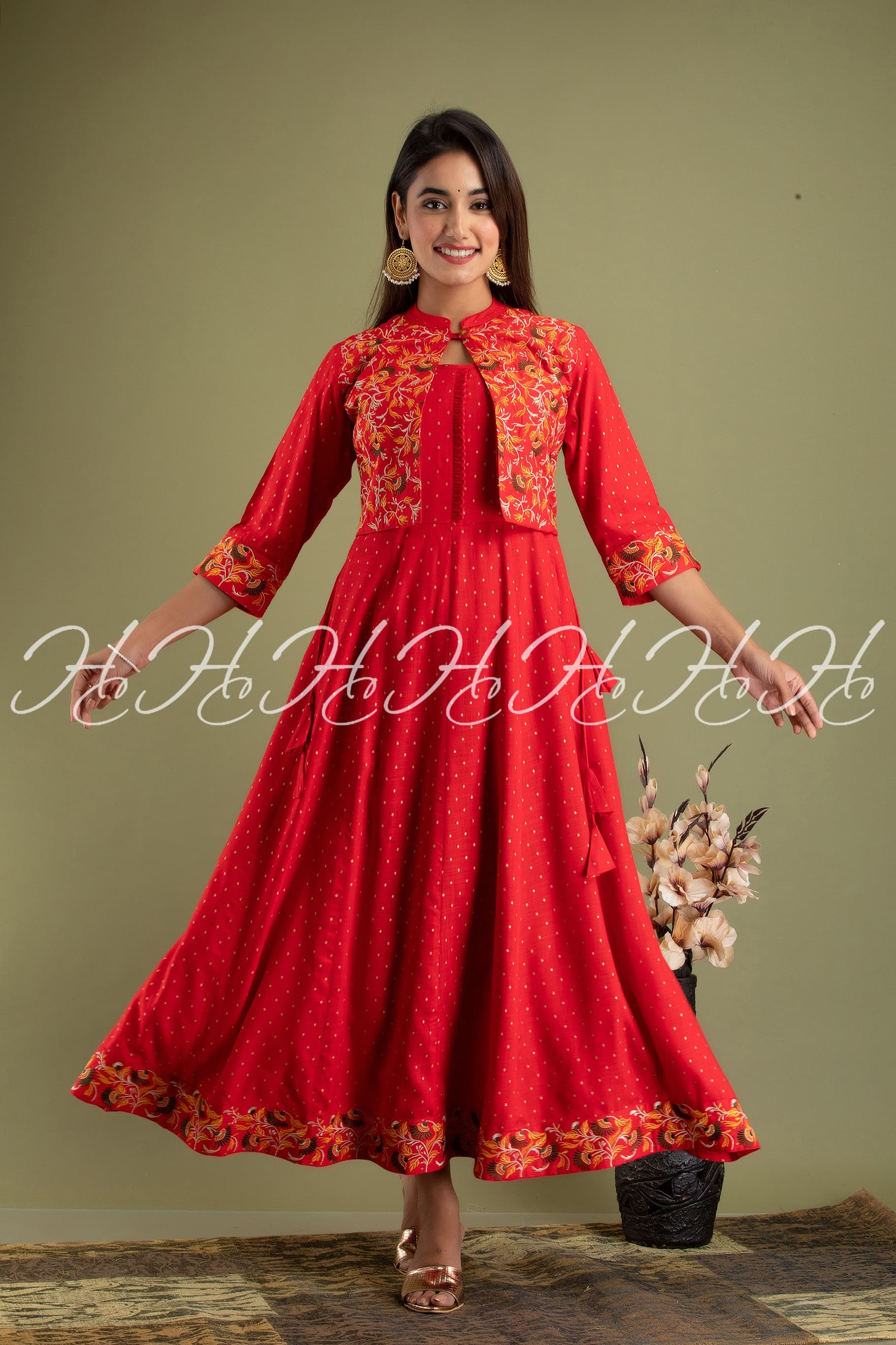 Crimson Jacket Style Kurti