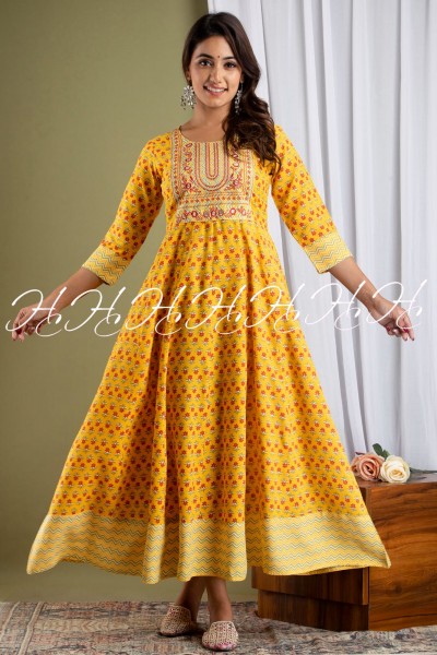 Yellow Ethnic Wear Kurti Design